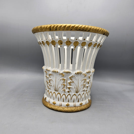 Vintage Mottahedeh Reticulated Porcelain Compote
