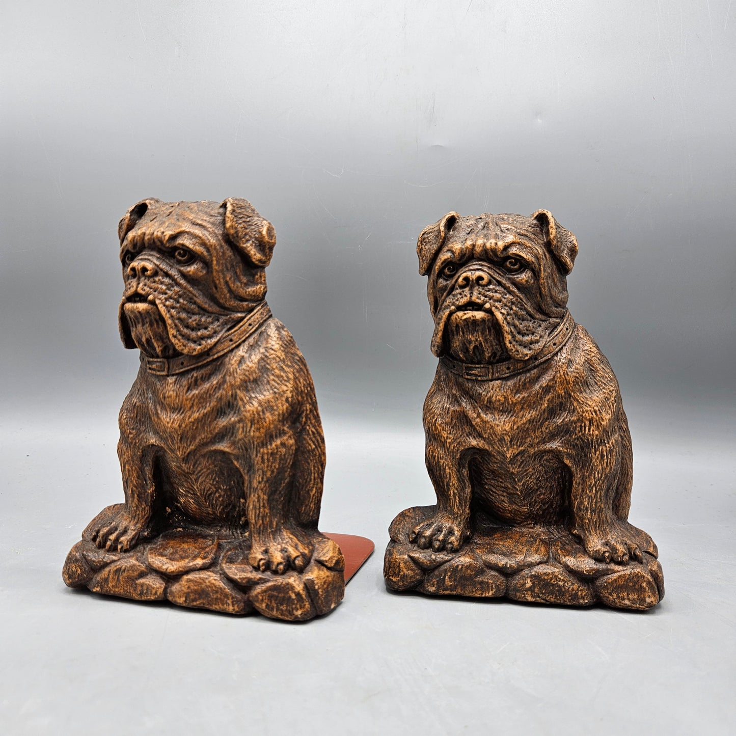 Vintage Orna Wood Bull Dog Bookends