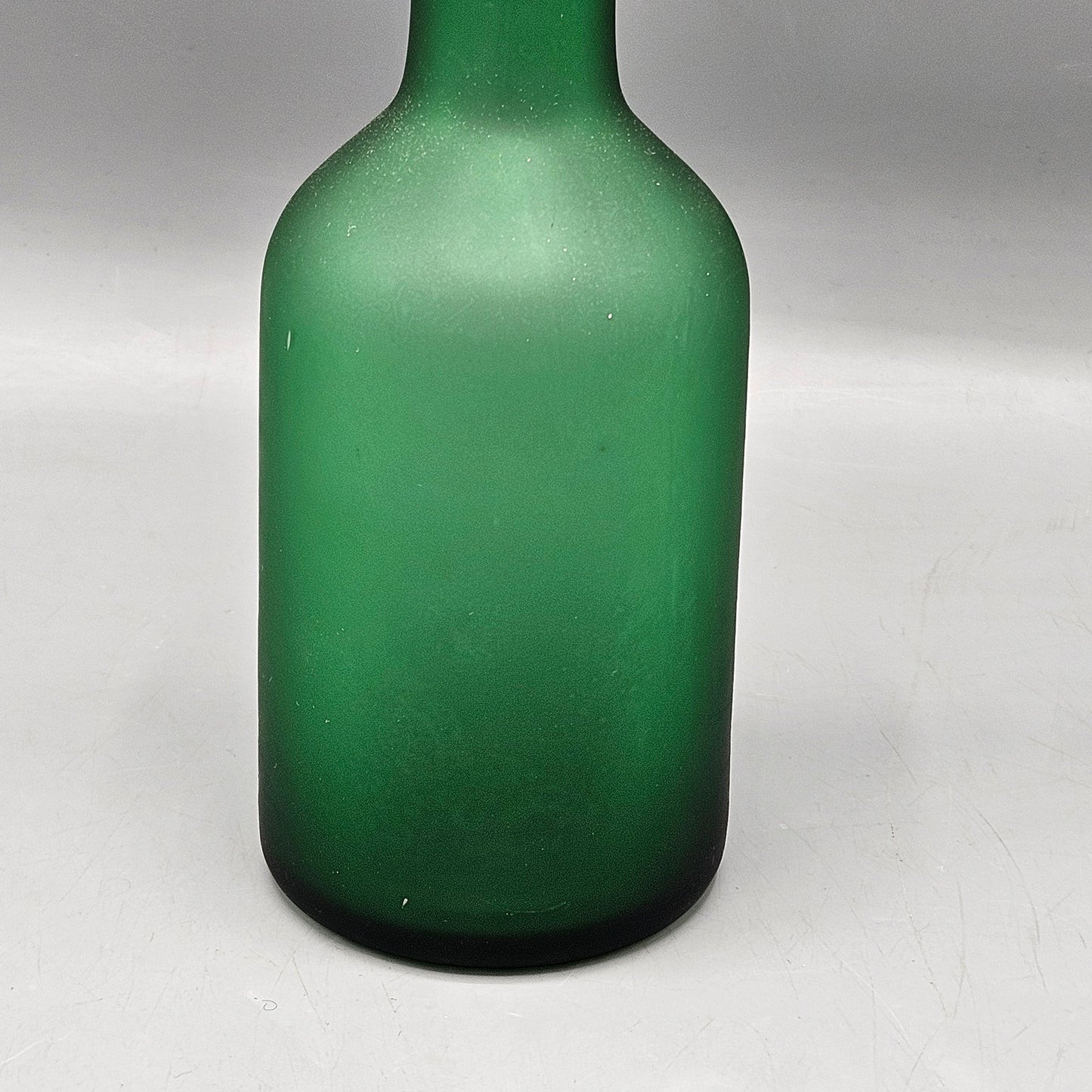 Unique Green Blown Glass Bottle With Colorful Bubble Stopper