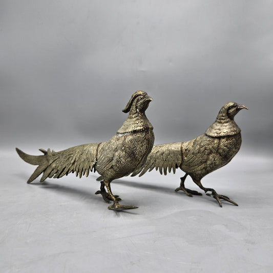 Pair of Vintage Cast Metal Pheasants Figures