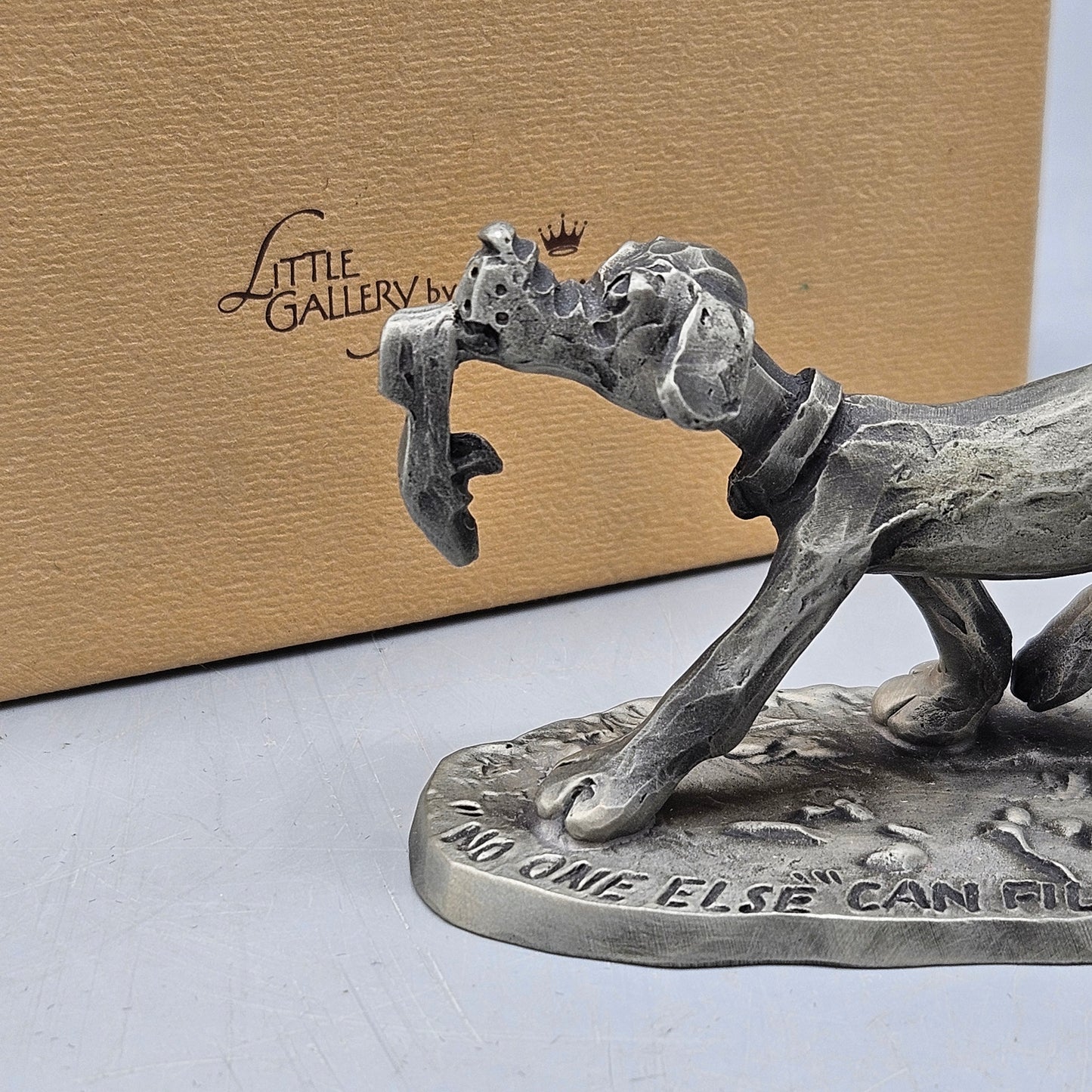1975 Vintage Hallmark Pewter Dog Figurine with Shoe in Mouth