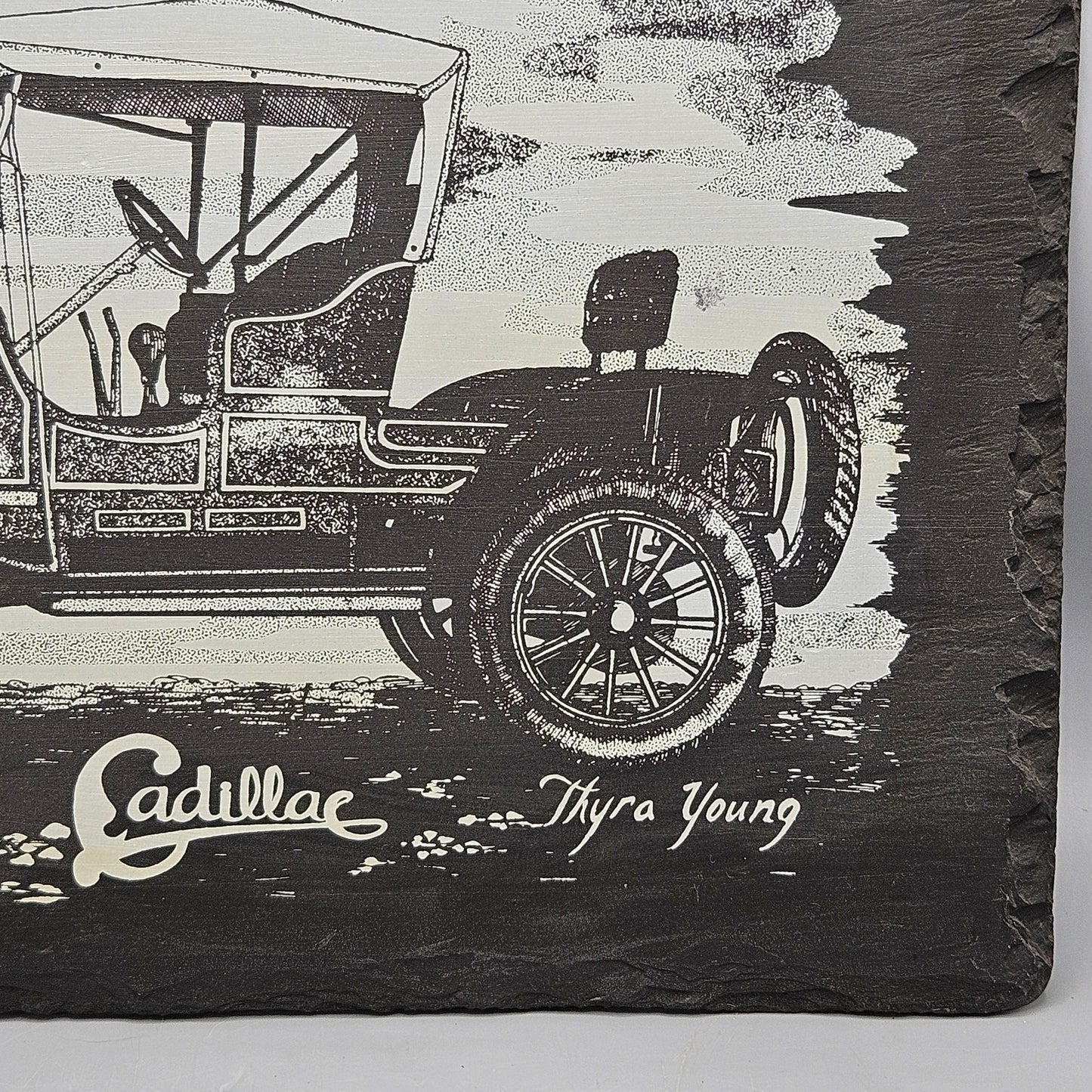 Vintage 1910 Cadillac Slate Wall Plaque by Frank Weng