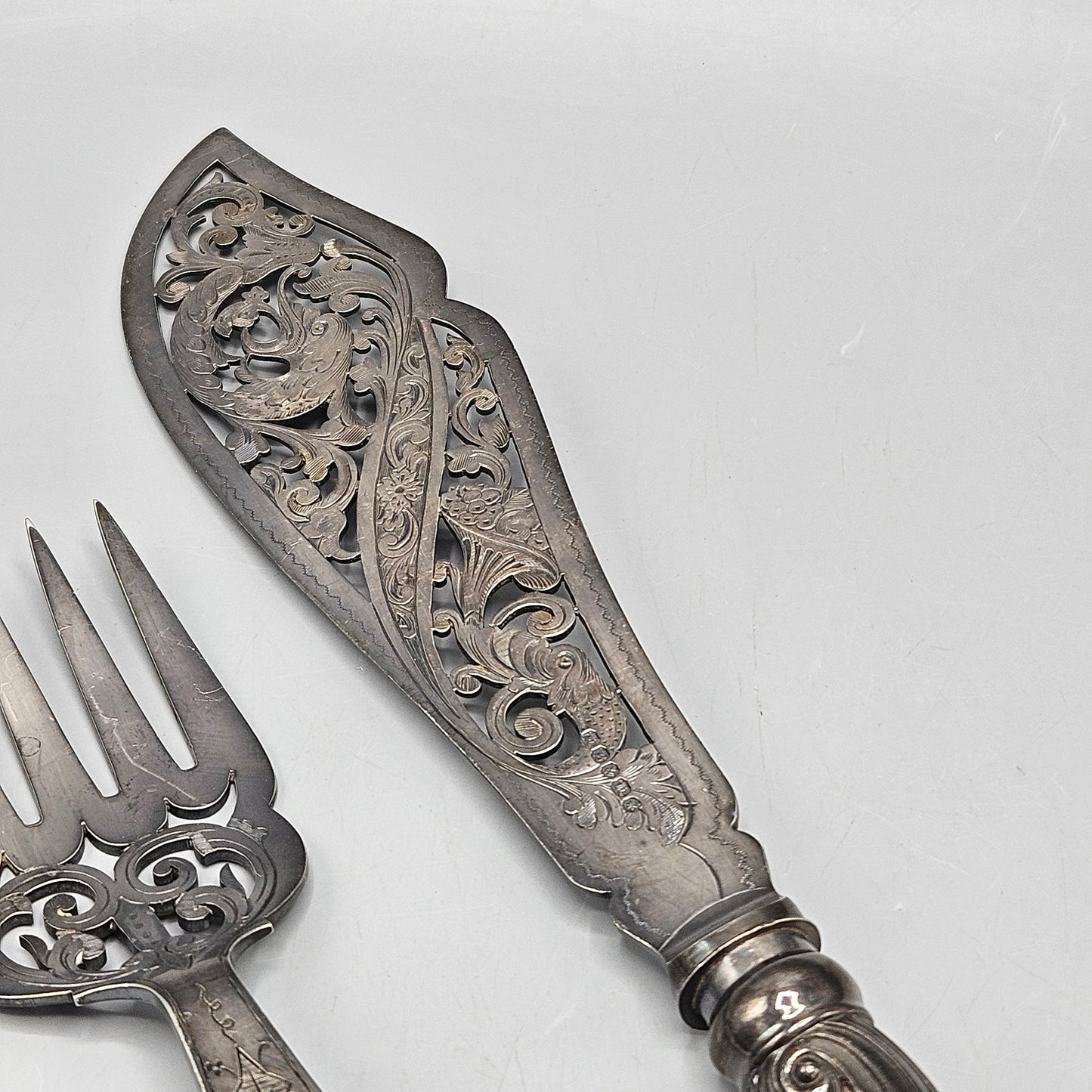 Pair of Vintage Victorian Fish Serving Knife & Fork