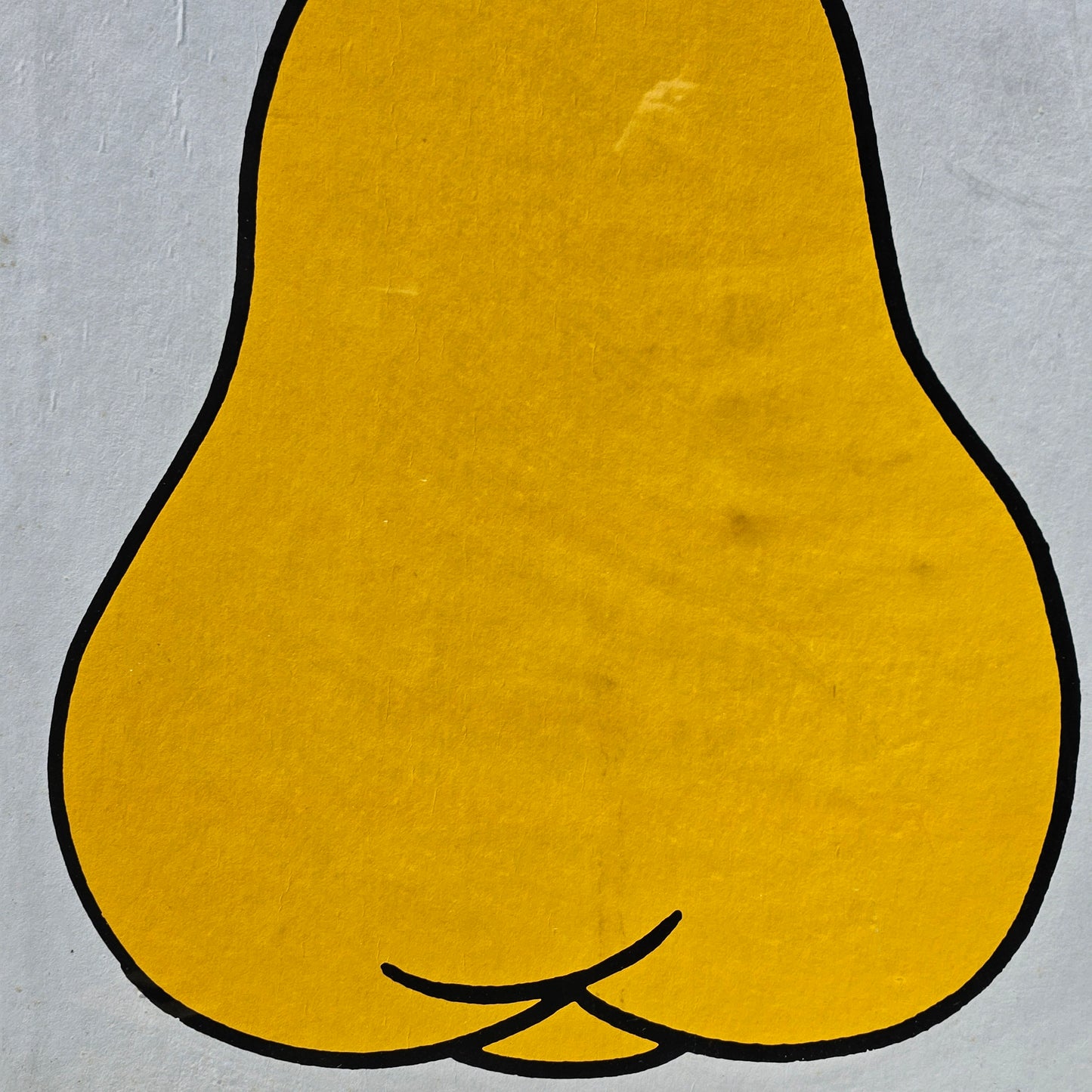 MCM Painting of Yellow Pear in Black Metal Frame
