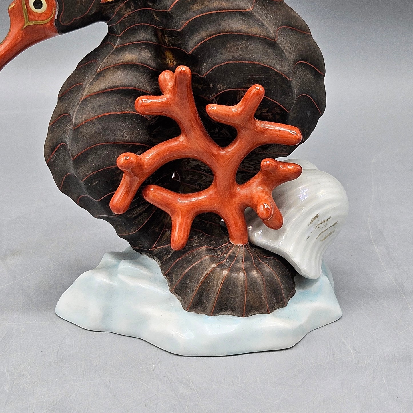 Vintage Herend Hungary Porcelain Seahorse Pair Sculpture Figurine