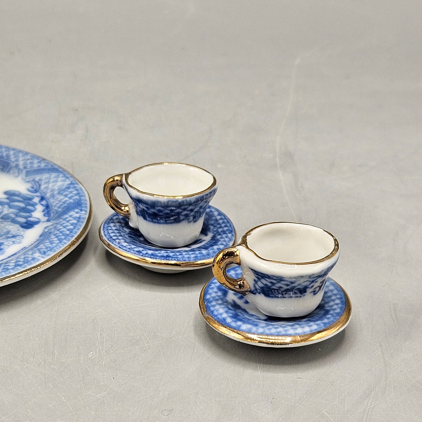 Adorable Miniature Vintage Blue & White Transferware Tea Set