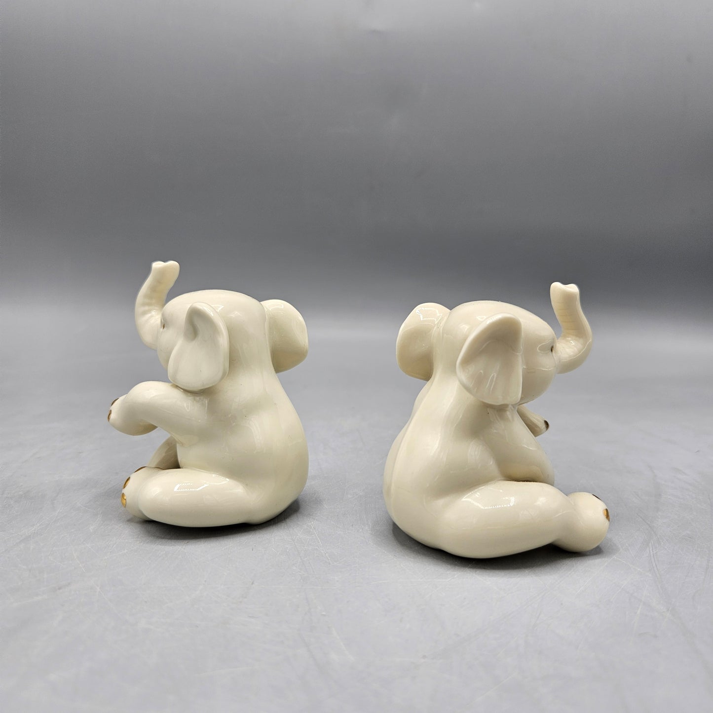 Pair of Miniature Vintage Lenox Porcelain Elephant Figures