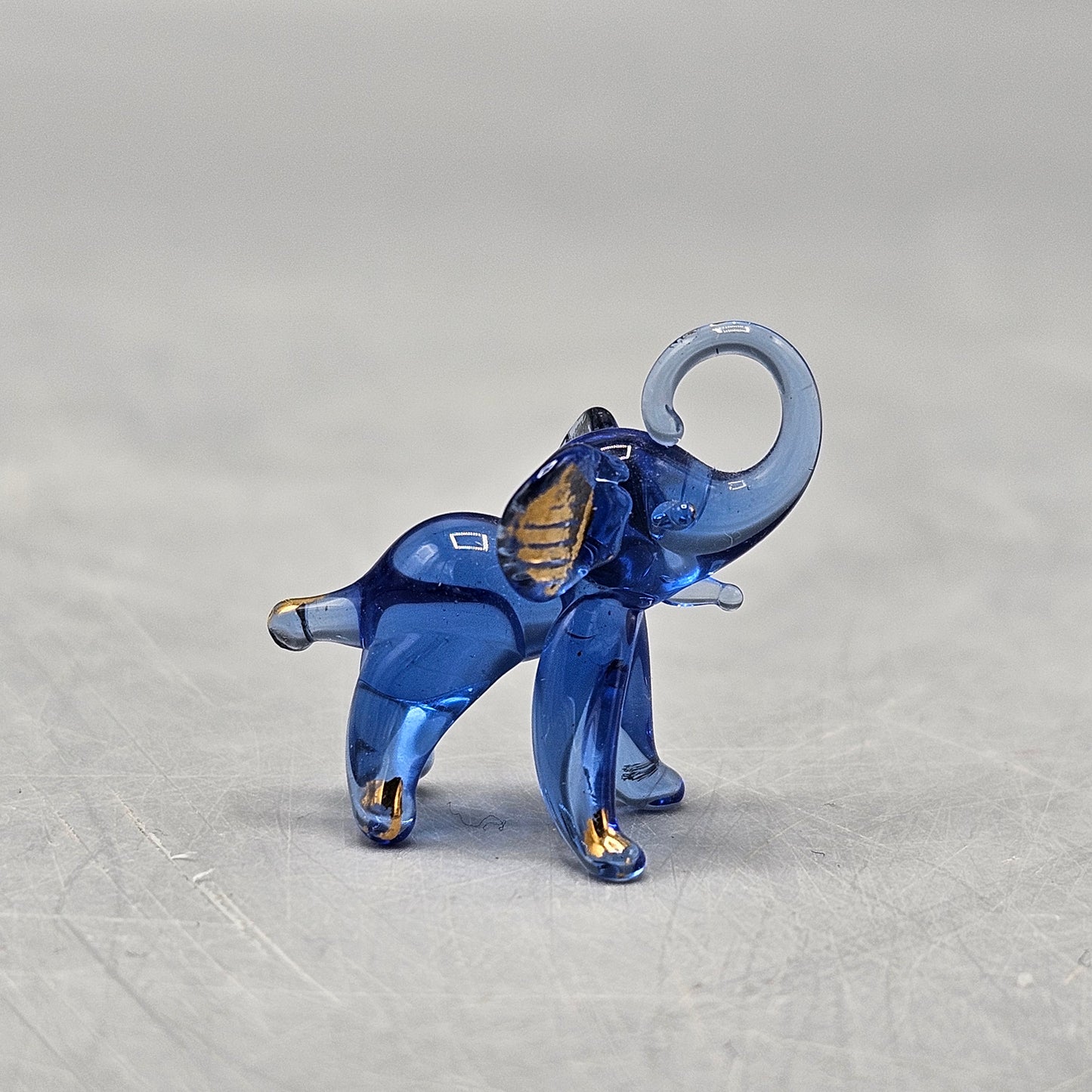 Vintage Miniature Blue Glass Elephant