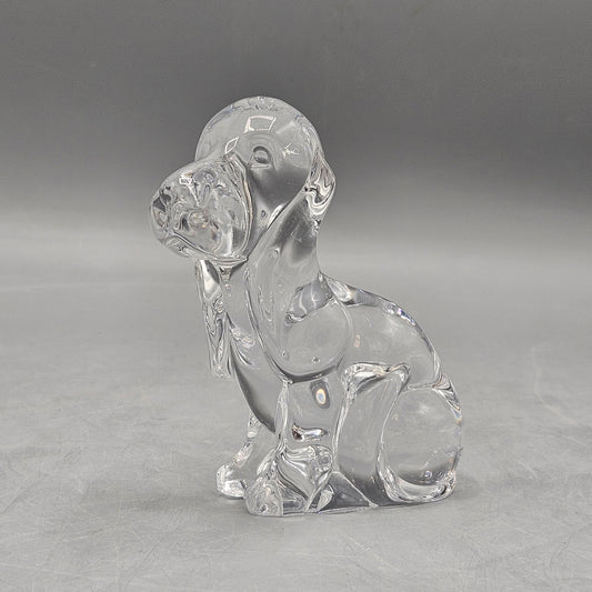 Vintage Signed Daum France Crystal Dog Figure