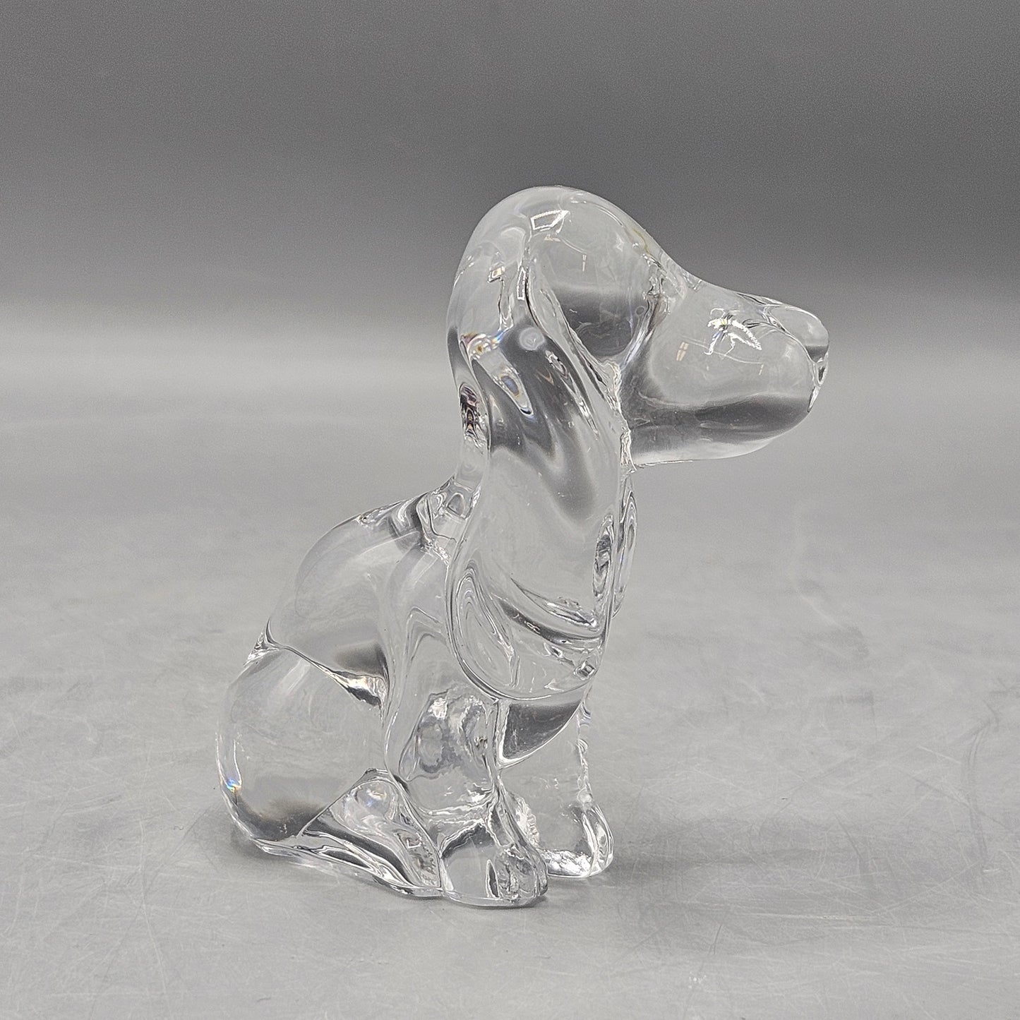 Vintage Signed Daum France Crystal Dog Figure