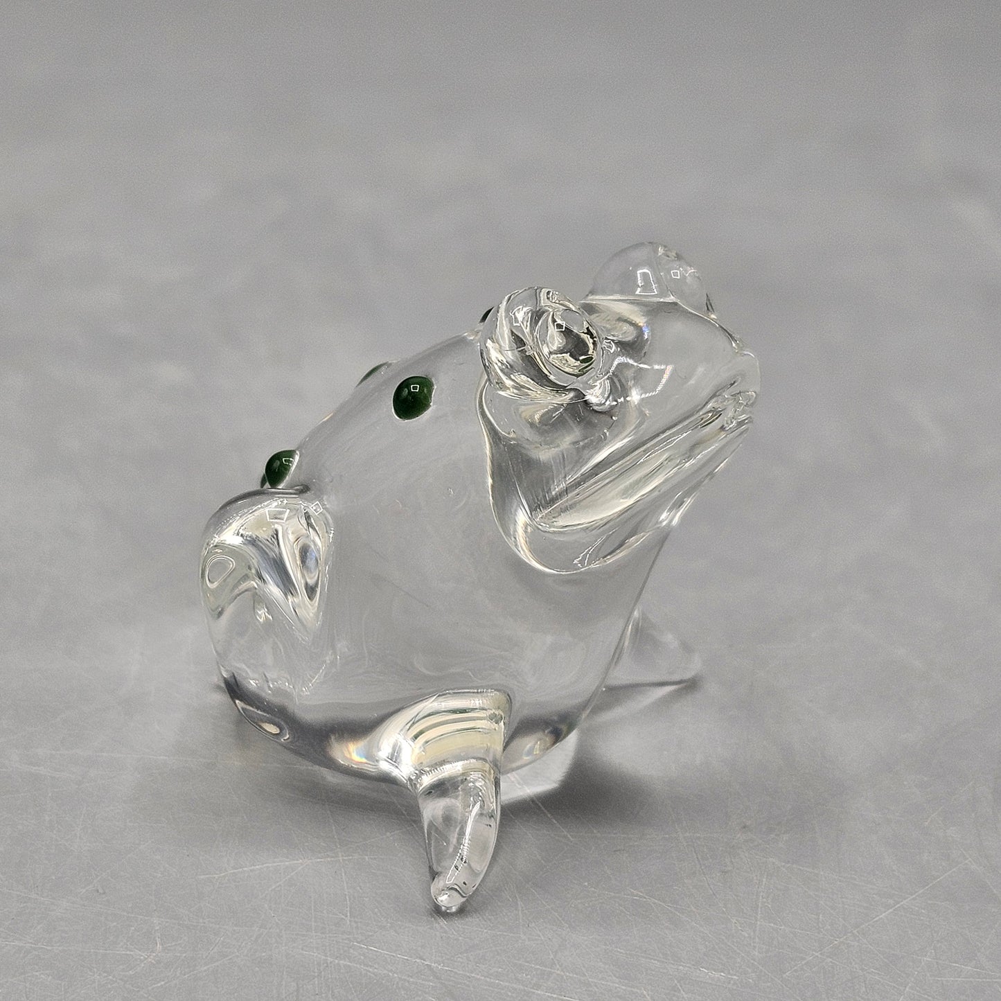 Vintage Crystal Frog Figure with Green Spots