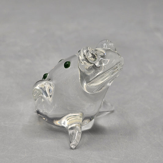 Vintage Crystal Frog Figure with Green Spots