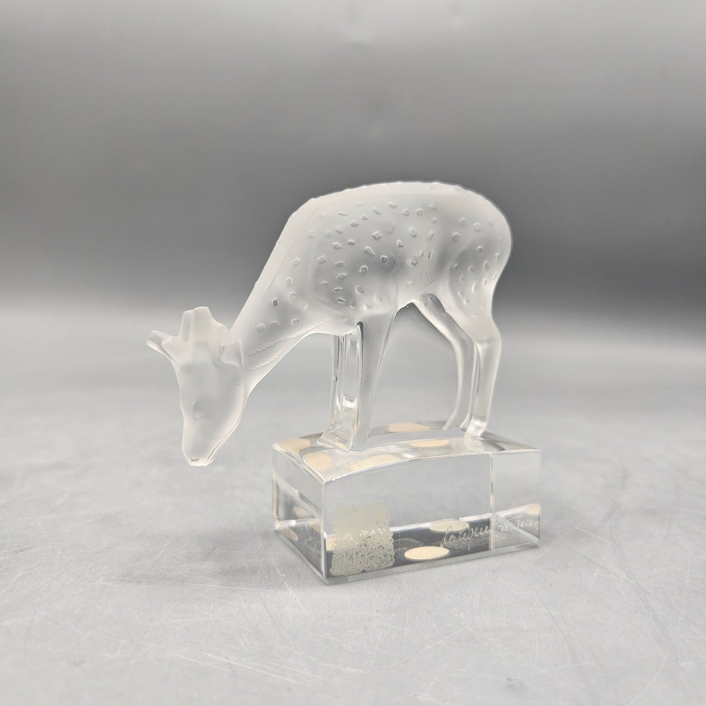 Vintage Lalique Crystal Frosted Deer Daim Figurine