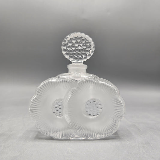 Vintage Lalique "Style" Crystal Deux Fleurs Perfume Bottle