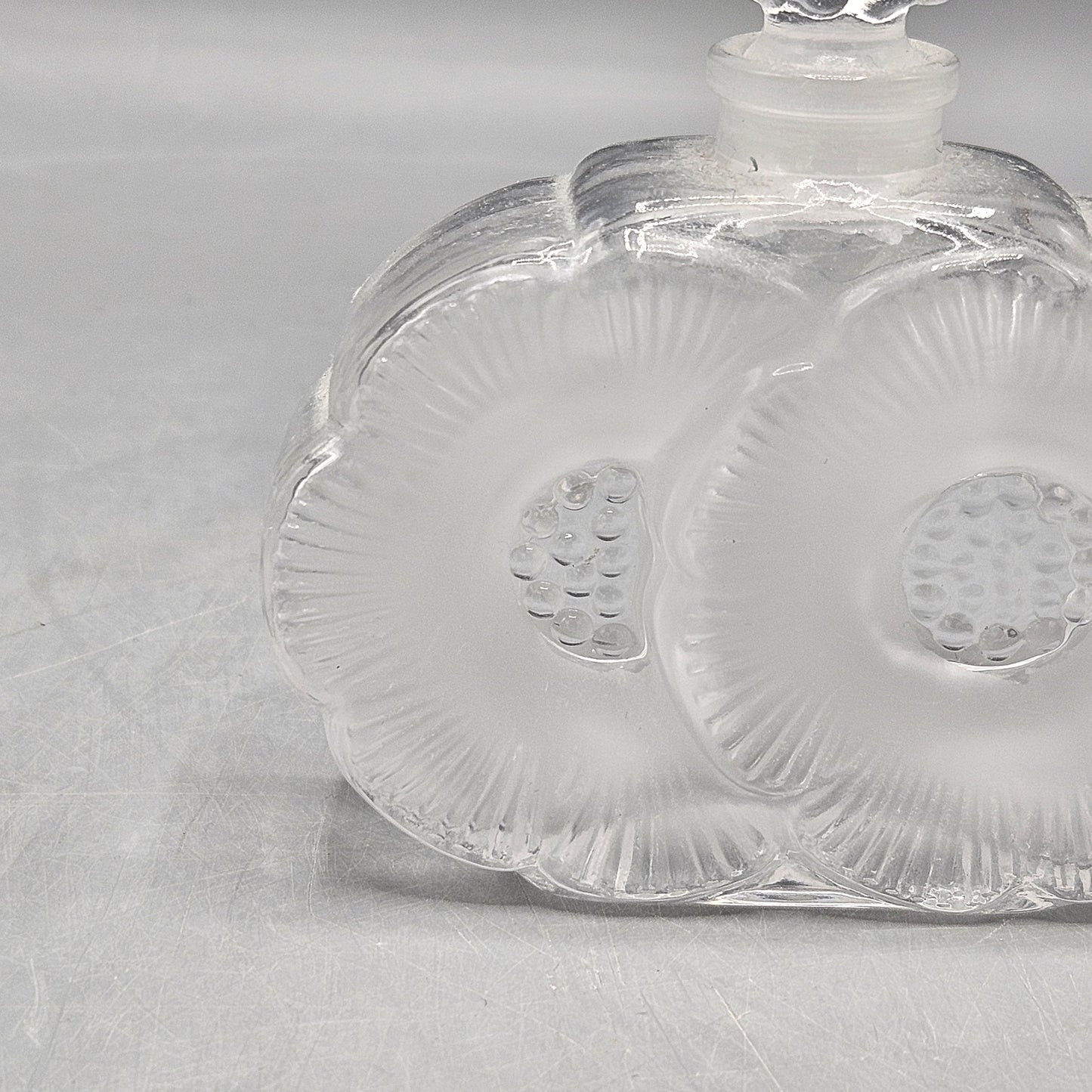 Vintage Lalique "Style" Crystal Deux Fleurs Perfume Bottle