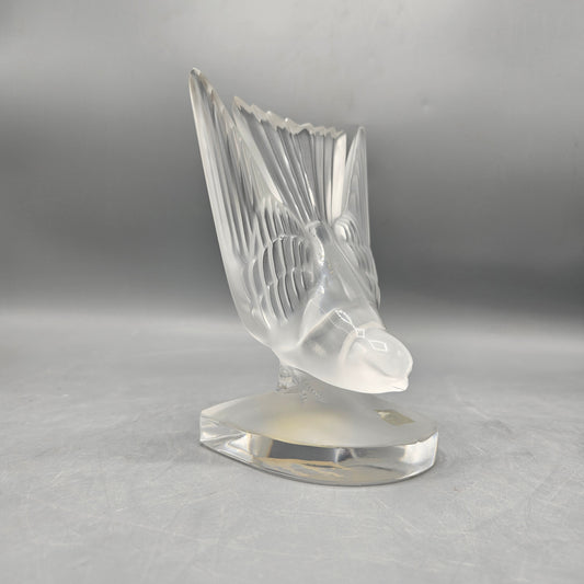 Vintage Lalique Crystal Hirondelles Swallow Paperweight