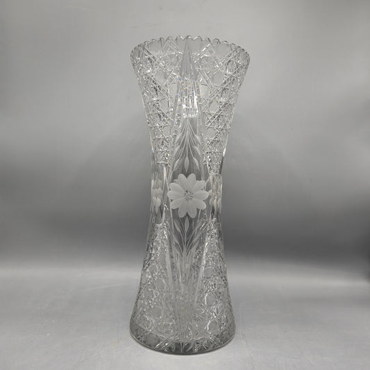 Tall Vintage American Brilliant Cut Glass Vase