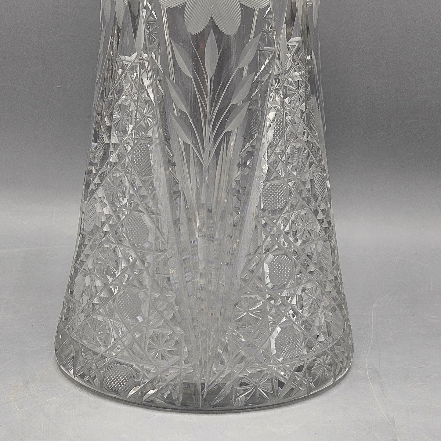 Tall Vintage American Brilliant Cut Glass Vase