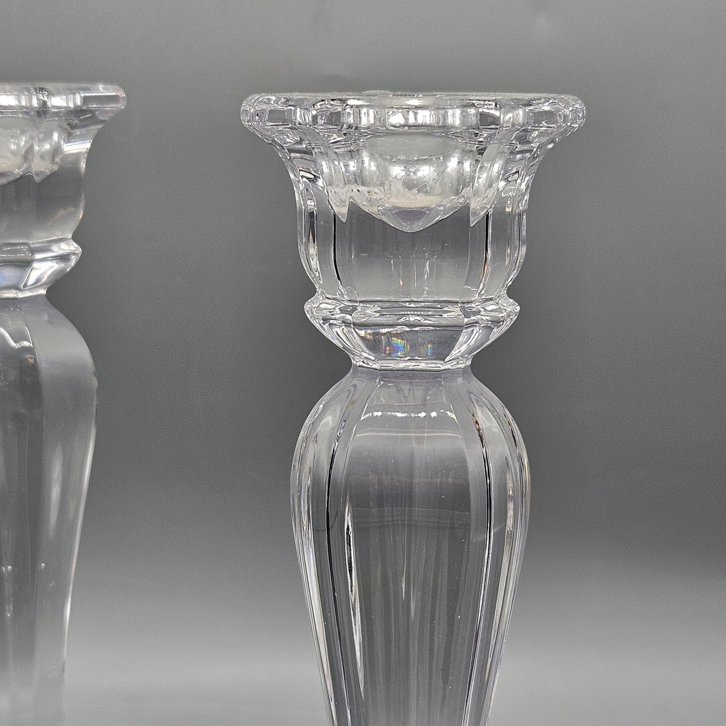 Pair of Vintage Oscar DeLa Renta Chippendale Crystal Candlesticks