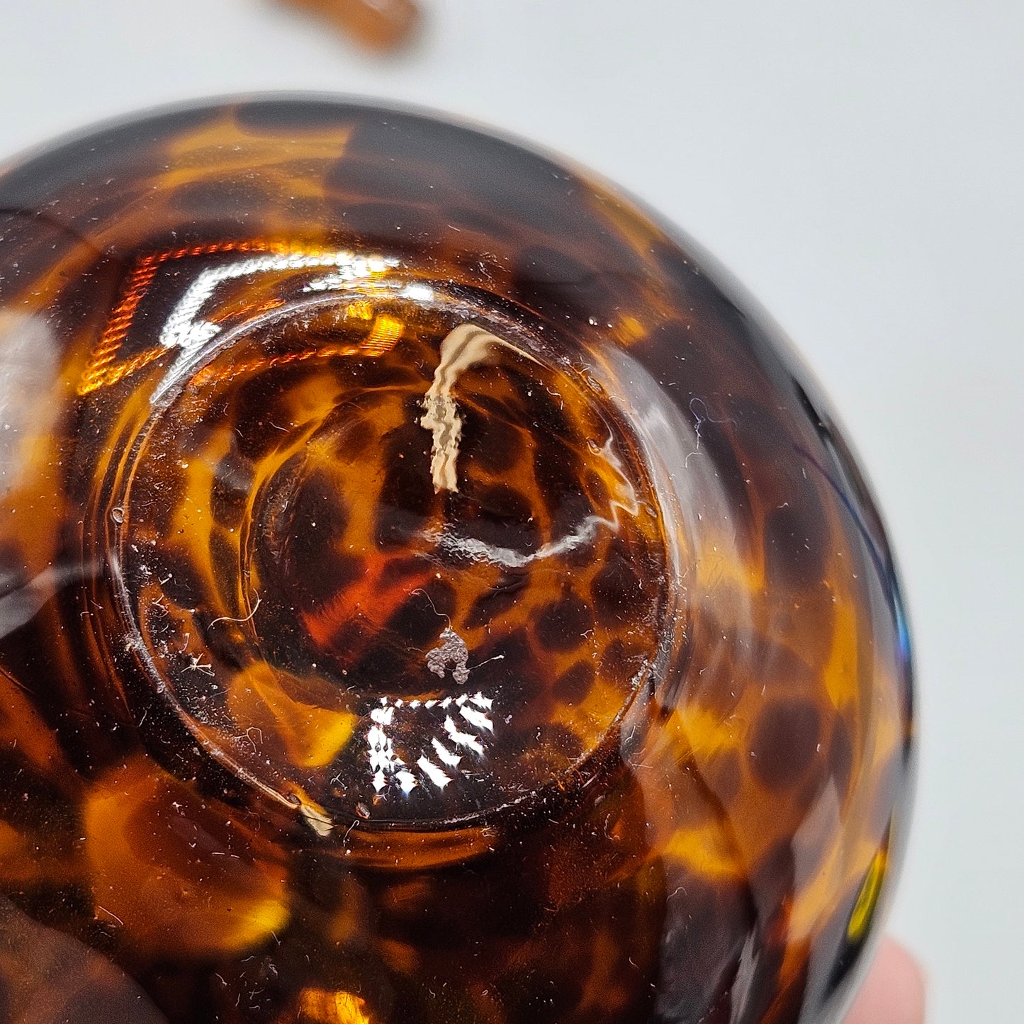 Vintage Tortoise Shell Hand Blown Perfume Bottle with Glass Stopper
