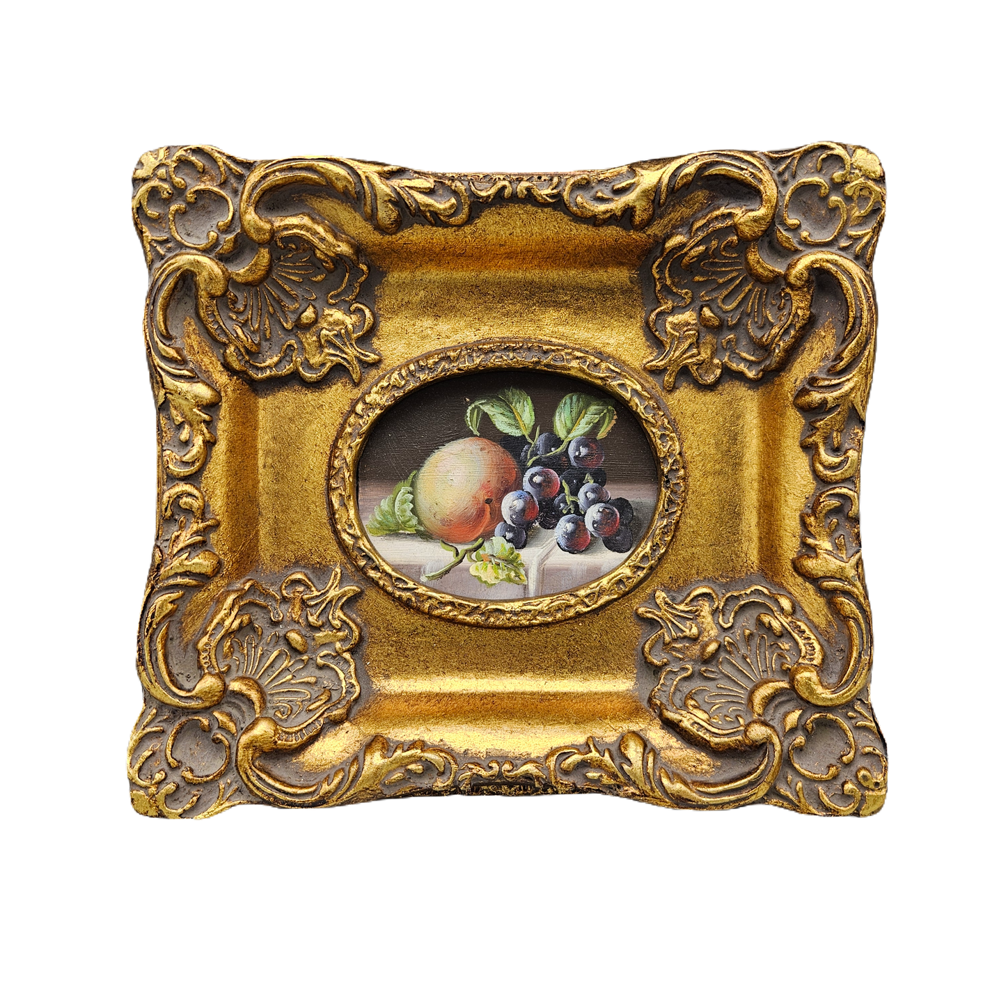 Wonderful Still Life Oil Painting on Board in Embellished Gold Frame
