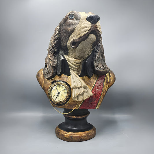 Urban Trend Resin Dog Head with Clock Large Sculpture