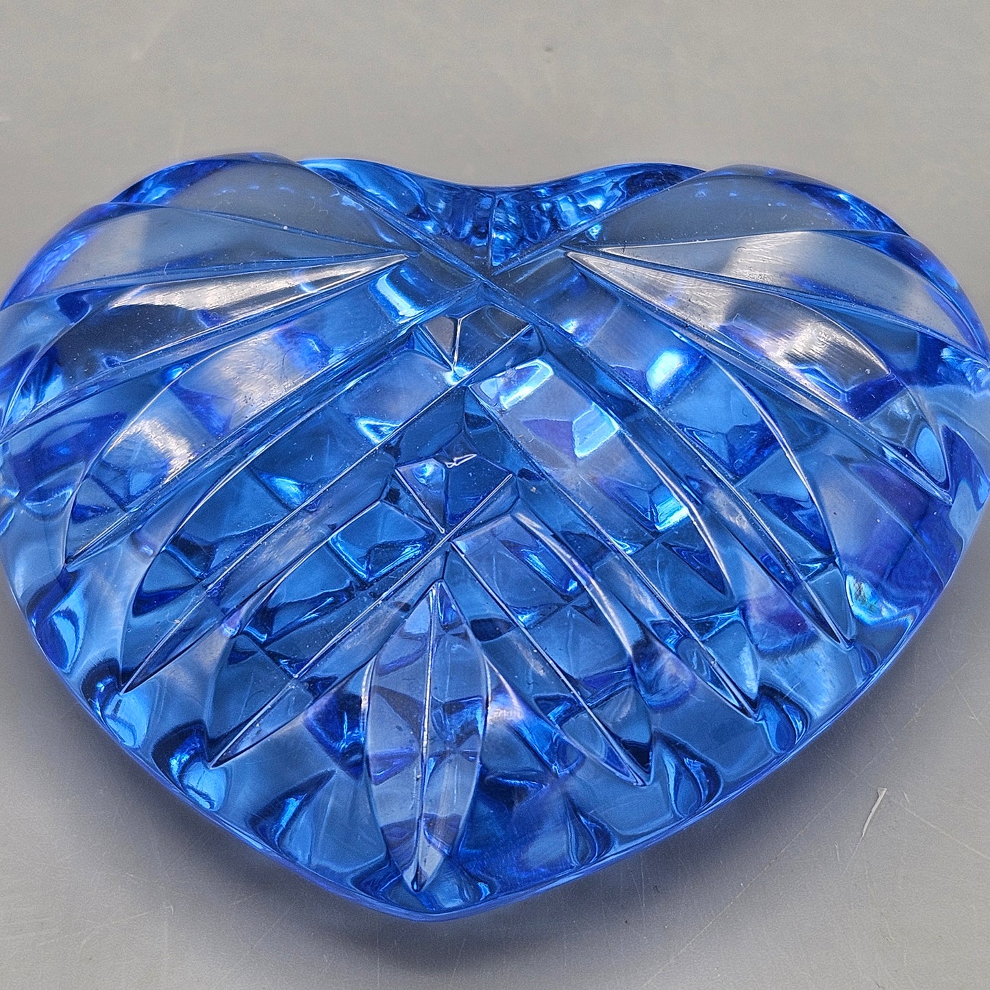 Vintage Waterford Blue Puffy Heart Paperweight