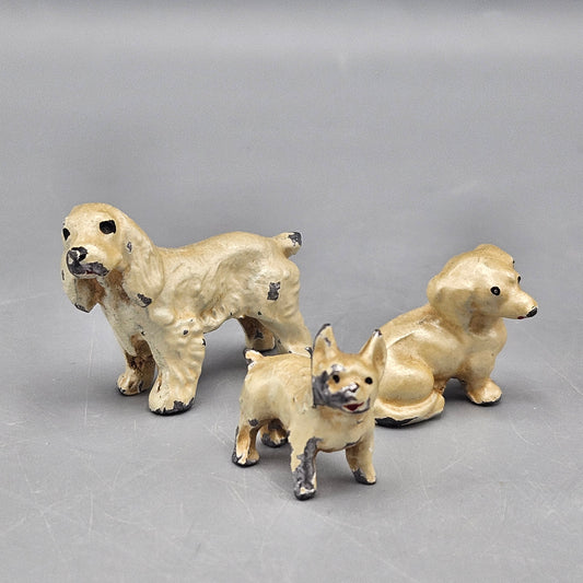 Set of 3 Miniature Cast Iron Dog Figures