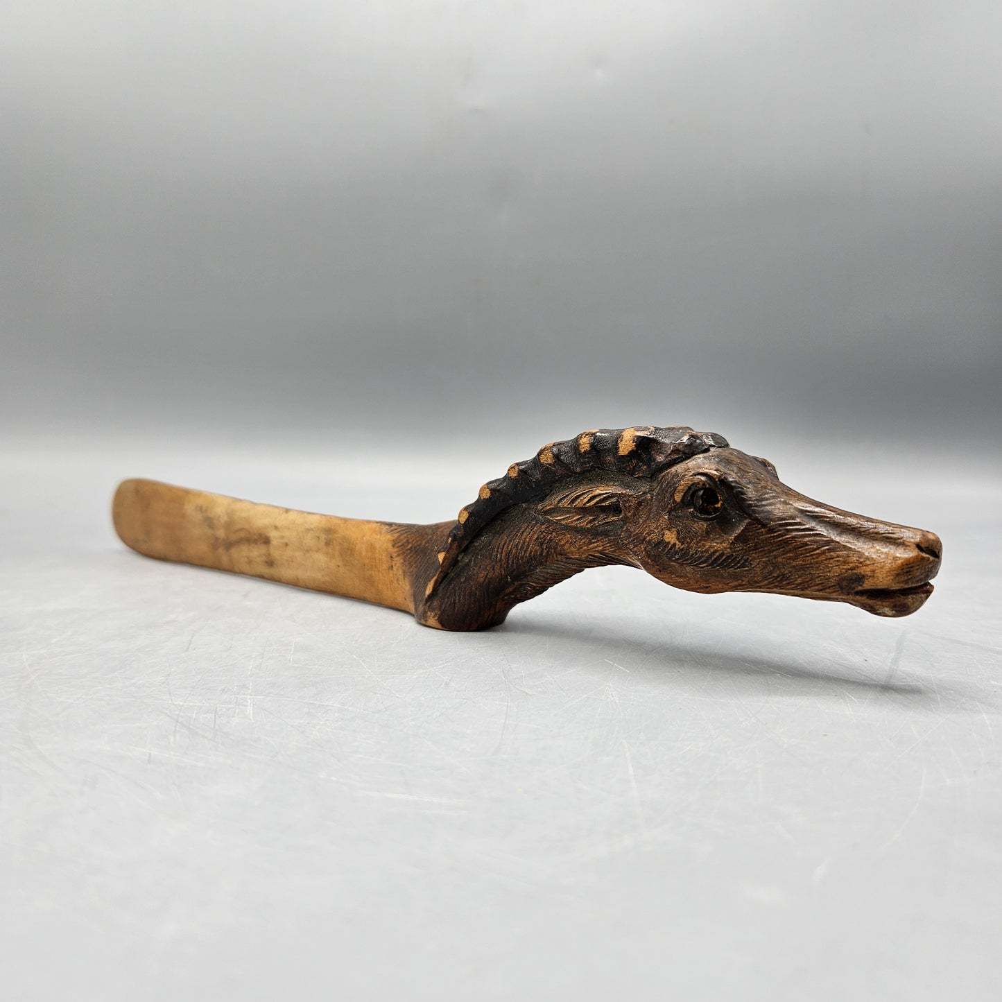 Hand Carved Wooden Horse Head Paper Knife with Stand