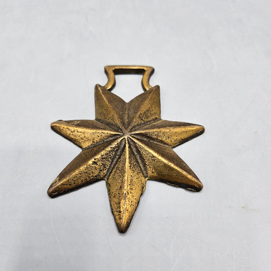 Vintage Brass Horse Medallion with Star