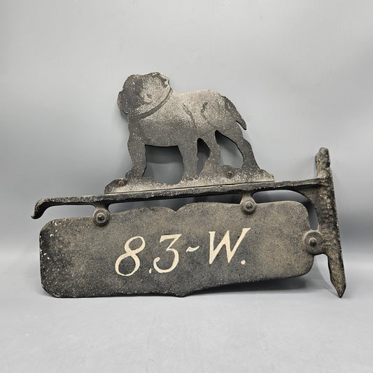 Vintage Metal Address Sign with Bull Dog