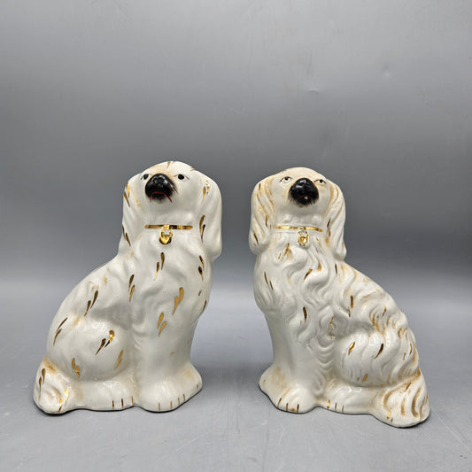 Pair of Small Antique Staffordshire Dog Figures ~ 6"