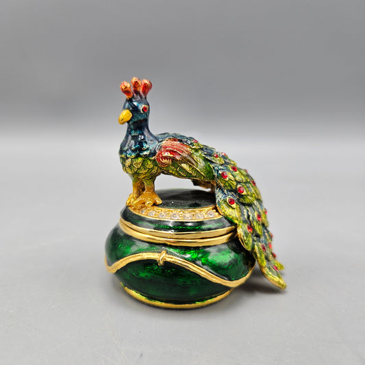Enamel Peacock Trinket Box