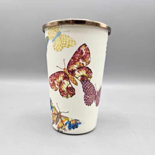 MacKenzie-Childs White Butterfly Tumbler Cup
