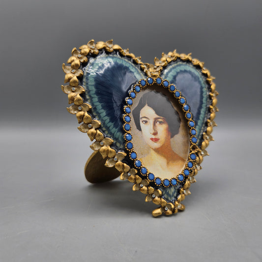 Vintage Jay Strongwater Heart-Shaped Enameled Picture Frame