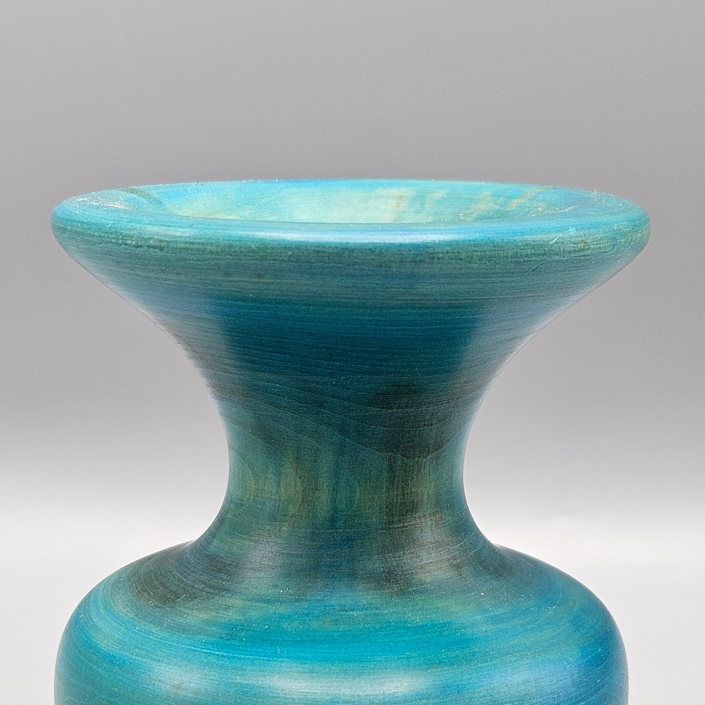 Beautiful Blue Spinning Aspen Wood Vase