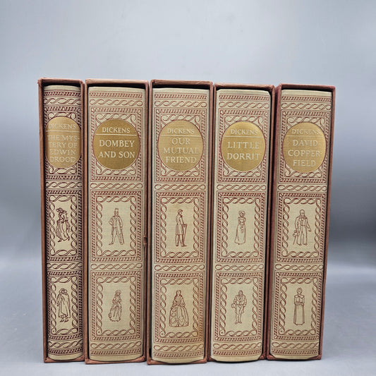Book: Lot of 4 Vintage Charles Dickens Books Heritage Press Illustrated with Slipcase