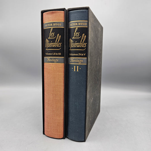 Book: Victor Hugo Les Miserables Book Volumes 1 & II Set Heritage Press 1938