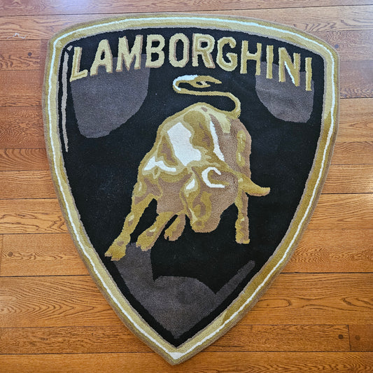 100% Wool Hand Tufted Lamborghini Rug / Carpet ~ 4' 5" x 5' 2"