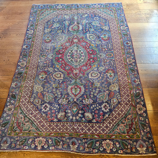 Vintage Hand Knotted Wool Carpet 6' 4" x 9' 5"