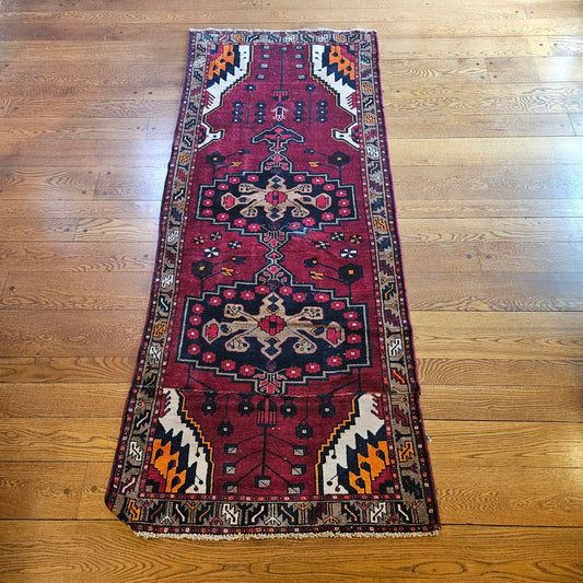 Vintage Hand Knotted Wool Carpet 3' 5" x 8' 6"