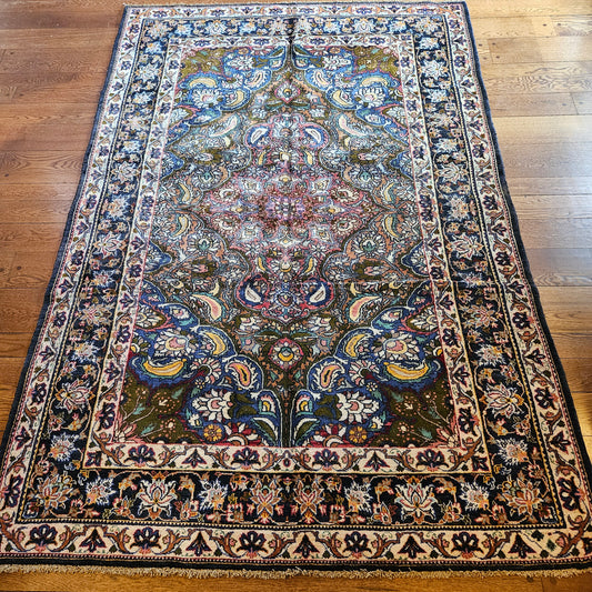 Vintage Hand Knotted Wool Carpet 6' 5" x 9' 6"