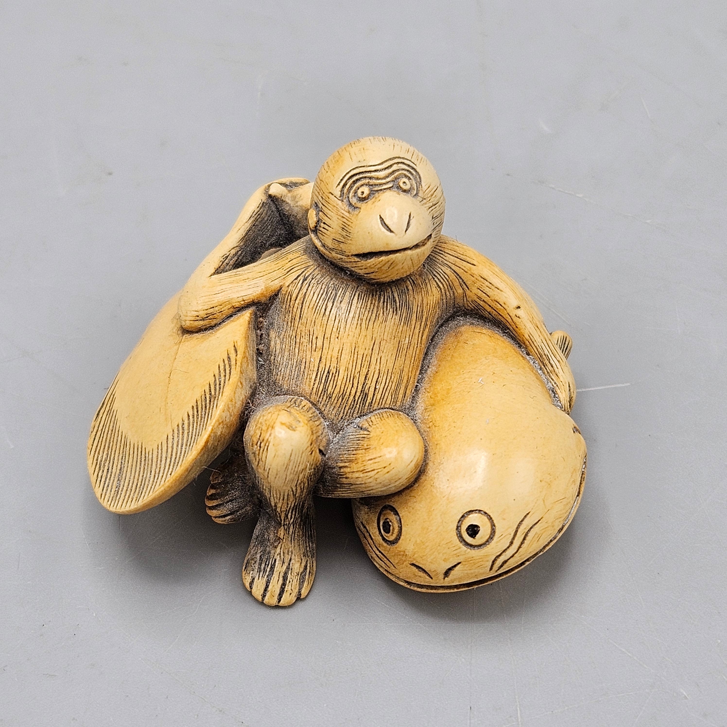 Monkey Repoduction Pebody Essex Museum Reproduction Cast Resin Netsuke - Monkey with Large ...