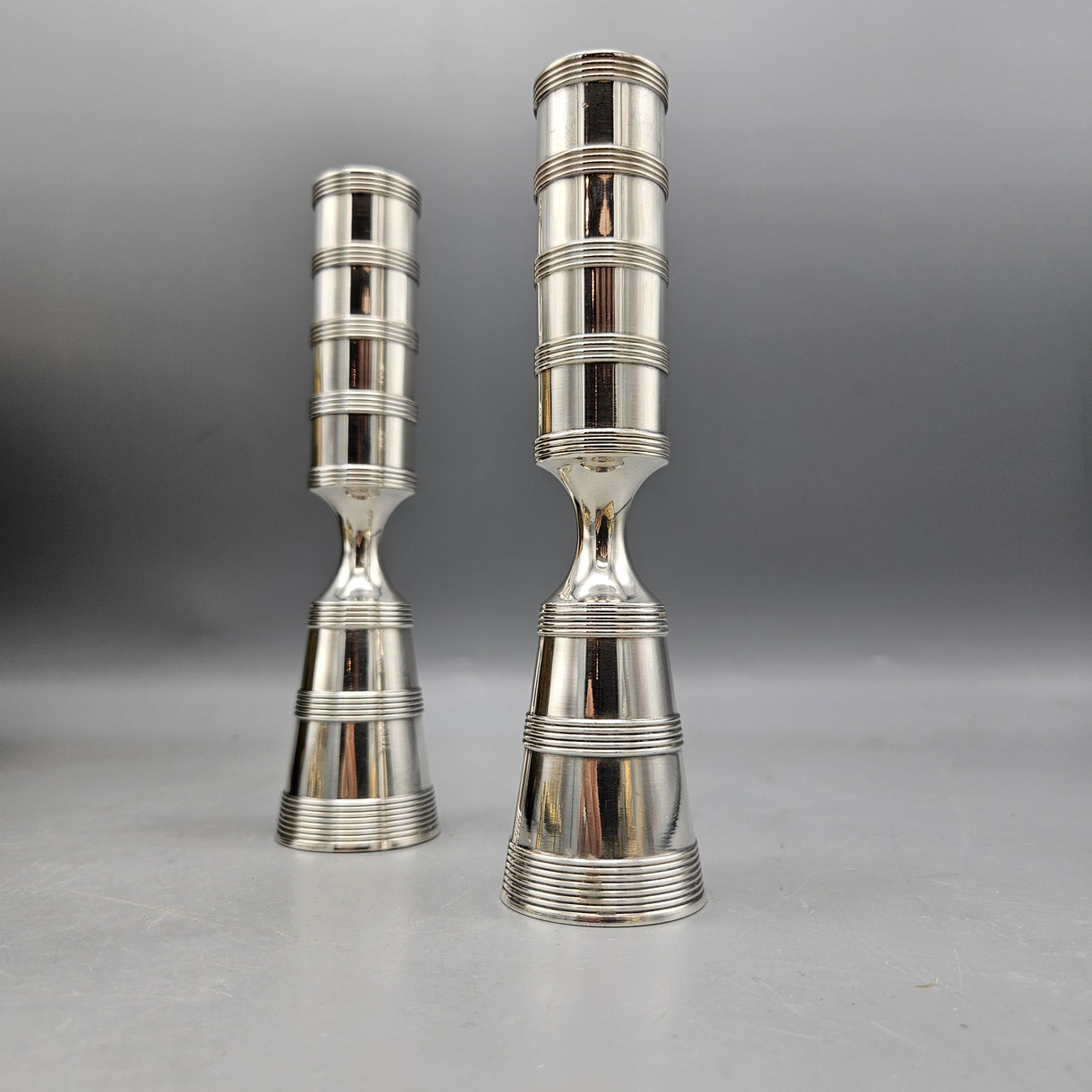 Pair Vintage Jens H Quistgaard for Dansk Silverplate Candlesticks