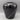 Vintage 1980s Black Art Glass Vase with White Threading