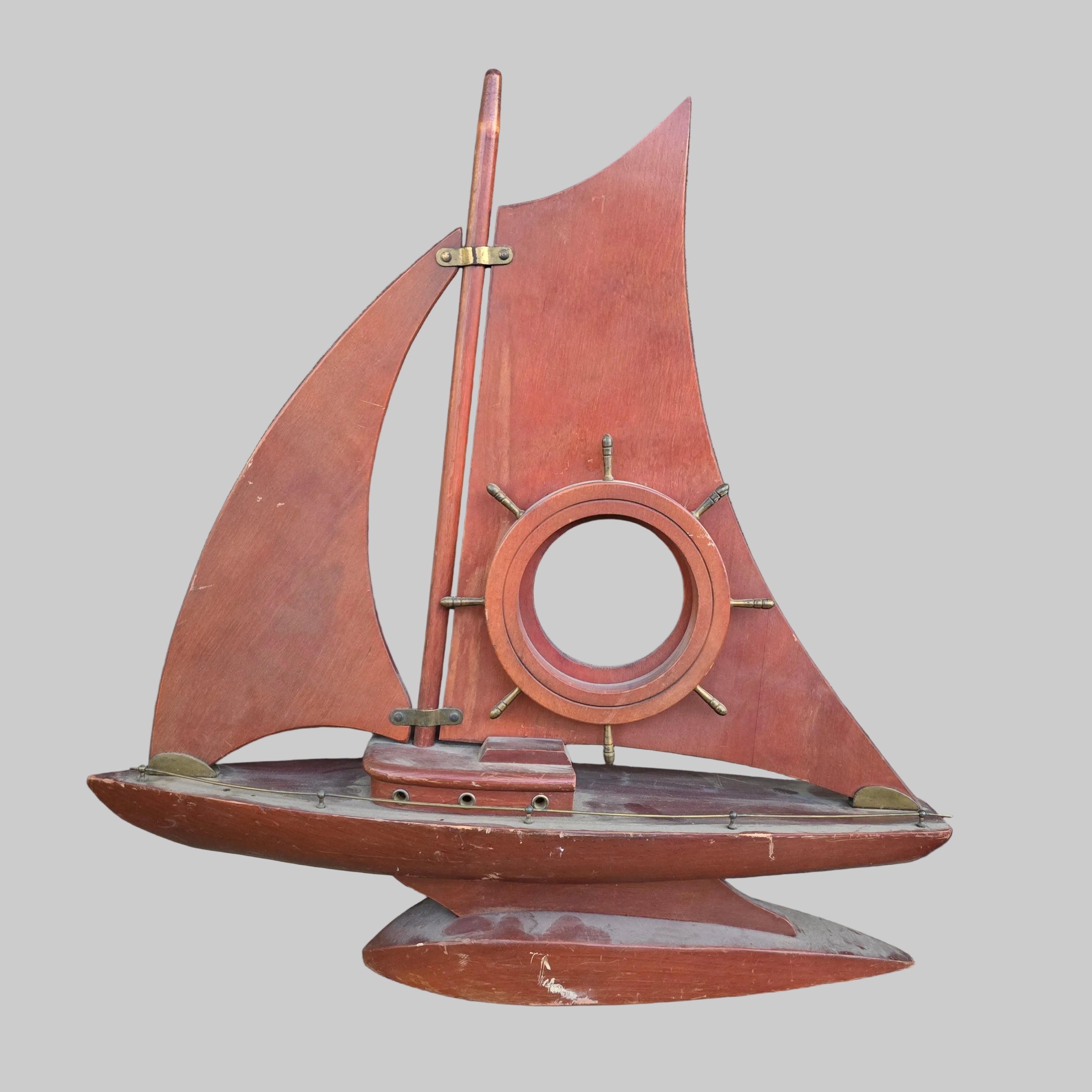 Sailboat Rocking Clock Sessions Nautical Wooden Sailboat Mantle Clock