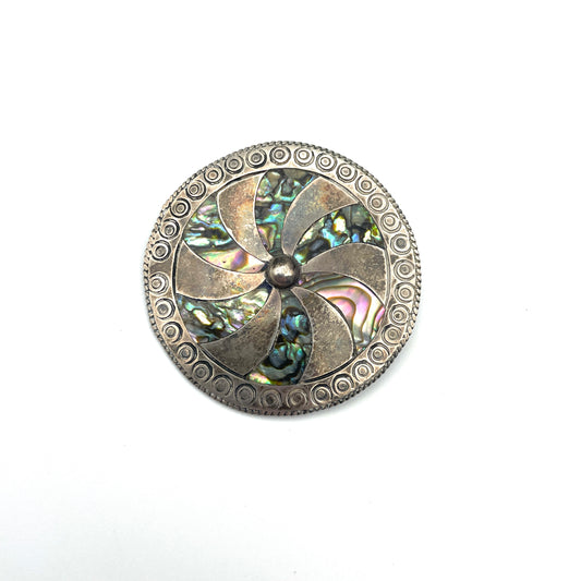 Vintage Abalone & Sterling Pin