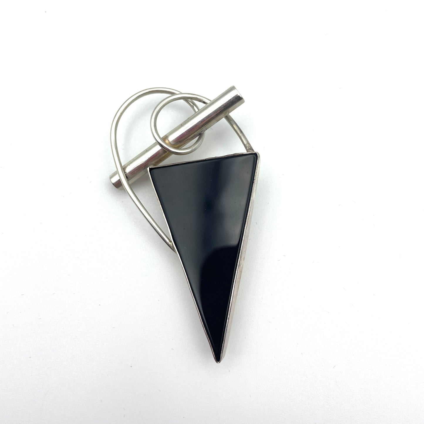 Designer Sterling & Black Onyx Geometric Pin