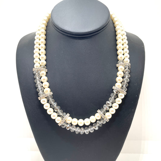 Vintage Pearl & Crystal Necklace