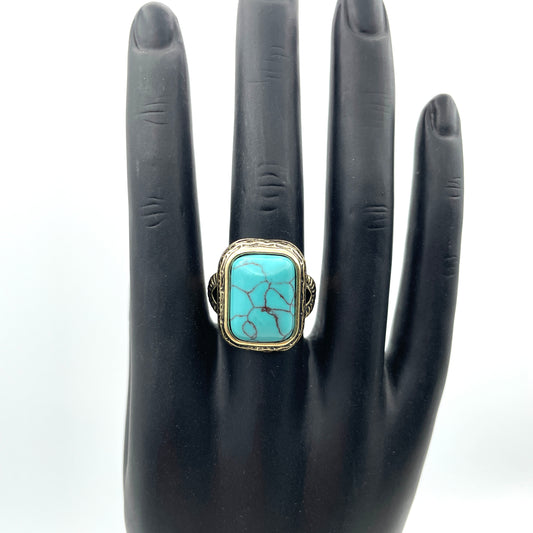 Turquoise Cocktail Ring - Size 8.25